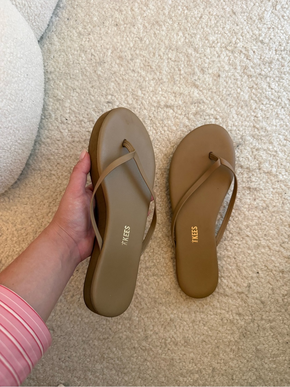 TKEES Classic Slim-Strap Sandals in Brown